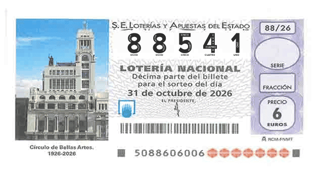 Décimo 88541 del sorteo 88-31/10/2026 Sábado