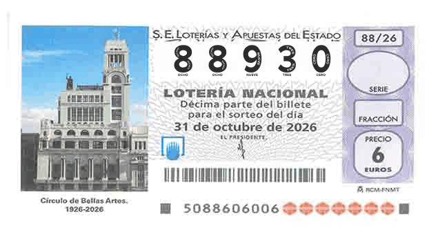 Décimo 88930 del sorteo 88-31/10/2026 Sábado