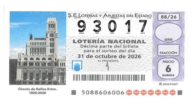 Décimo 93017 del sorteo 88-31/10/2026 Sábado