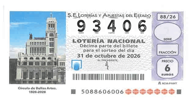 Décimo 93406 del sorteo 88-31/10/2026 Sábado
