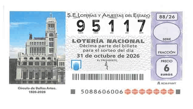 Décimo 95117 del sorteo 88-31/10/2026 Sábado