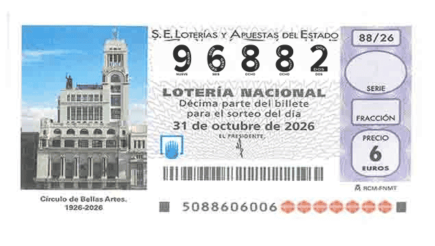 Décimo 96882 del sorteo 88-31/10/2026 Sábado