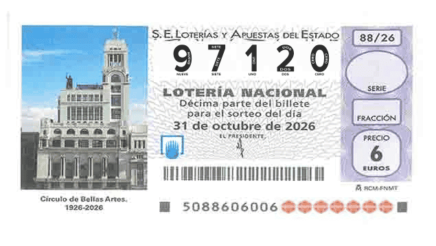 Décimo 97120 del sorteo 88-31/10/2026 Sábado