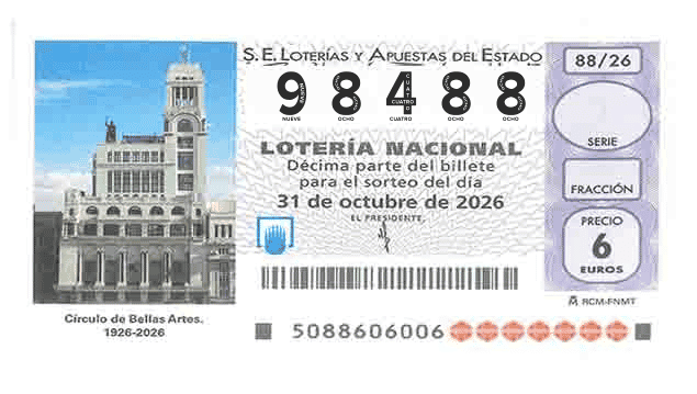 Décimo 98488 del sorteo 88-31/10/2026 Sábado
