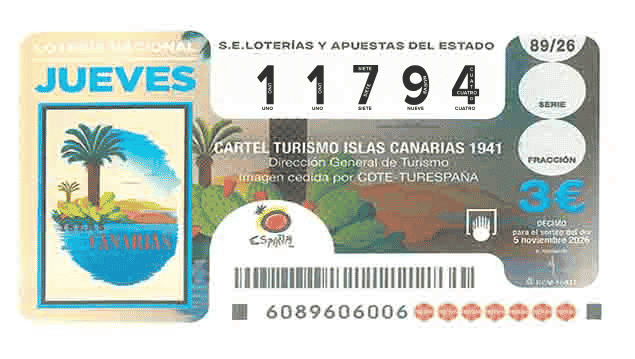 Décimo 11794 del sorteo 89-05/11/2026 Jueves