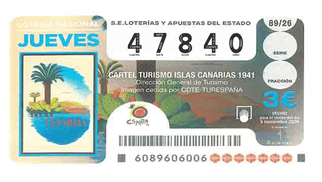 Décimo 47840 del sorteo 89-05/11/2026 Jueves