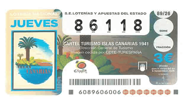 Décimo 86118 del sorteo 89-05/11/2026 Jueves