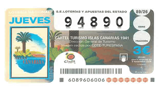 Décimo 94890 del sorteo 89-05/11/2026 Jueves