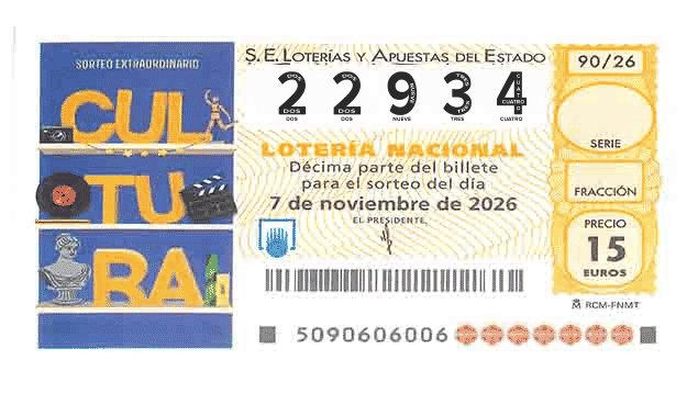 Décimo 22934 del sorteo 90-07/11/2026 Sábado