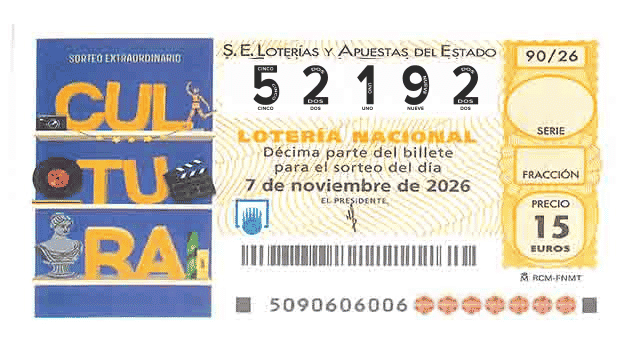 Décimo 52192 del sorteo 90-07/11/2026 Sábado