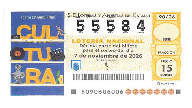 Décimo 55584 del sorteo 90-07/11/2026 Sábado
