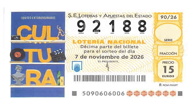 Décimo 92188 del sorteo 90-07/11/2026 Sábado