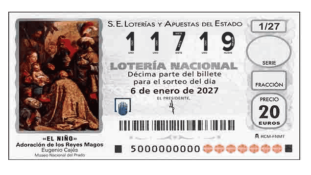 Décimo 11719 del sorteo 1-06/01/2027 El Niño