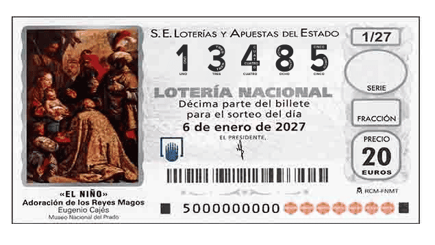 Décimo 13485 del sorteo 1-06/01/2027 El Niño