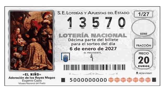 Décimo 13570 del sorteo 1-06/01/2027 El Niño