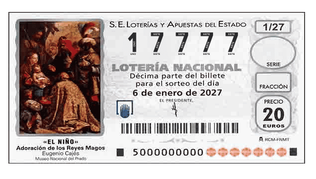 Décimo 17777 del sorteo 1-06/01/2027 El Niño