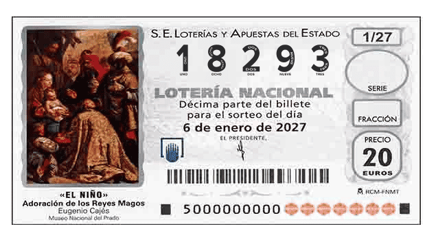 Décimo 18293 del sorteo 1-06/01/2027 El Niño