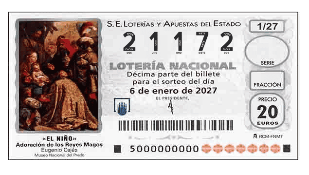 Décimo 21172 del sorteo 1-06/01/2027 El Niño