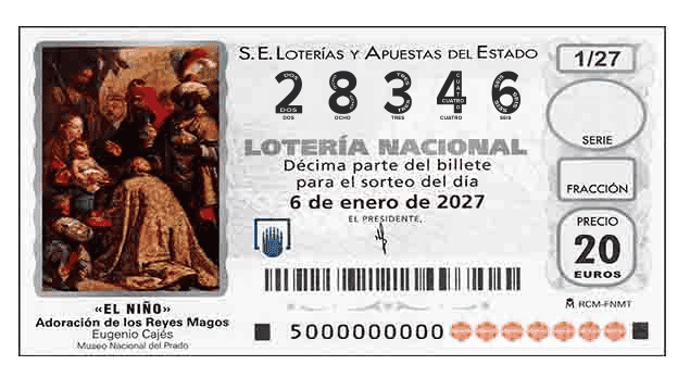 Décimo 28346 del sorteo 1-06/01/2027 El Niño