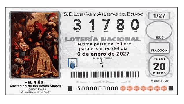 Décimo 31780 del sorteo 1-06/01/2027 El Niño
