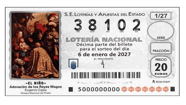 Décimo 38102 del sorteo 1-06/01/2027 El Niño