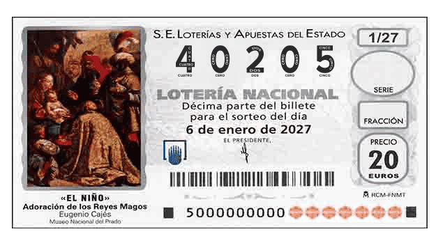 Décimo 40205 del sorteo 1-06/01/2027 El Niño
