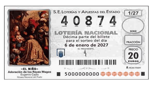 Décimo 40874 del sorteo 1-06/01/2027 El Niño