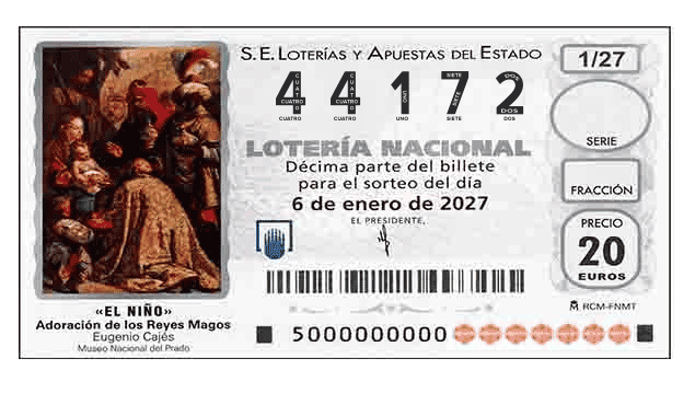 Décimo 44172 del sorteo 1-06/01/2027 El Niño