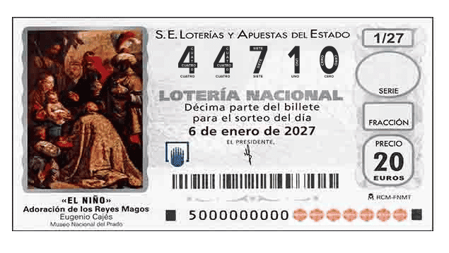 Décimo 44710 del sorteo 1-06/01/2027 El Niño