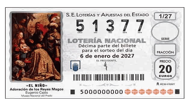 Décimo 51377 del sorteo 1-06/01/2027 El Niño