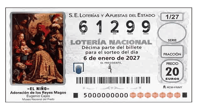 Décimo 61299 del sorteo 1-06/01/2027 El Niño