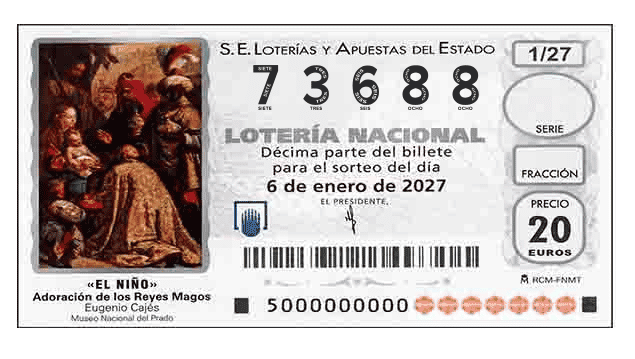 Décimo 73688 del sorteo 1-06/01/2027 El Niño