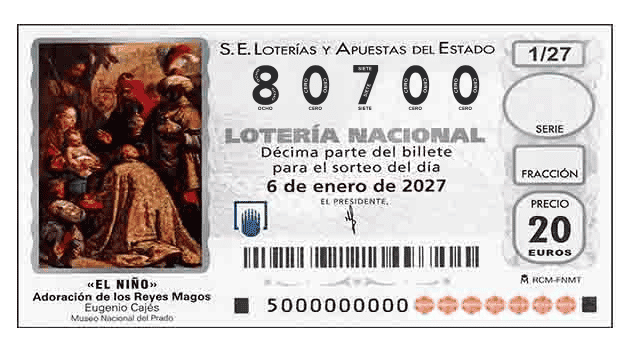 Décimo 80700 del sorteo 1-06/01/2027 El Niño