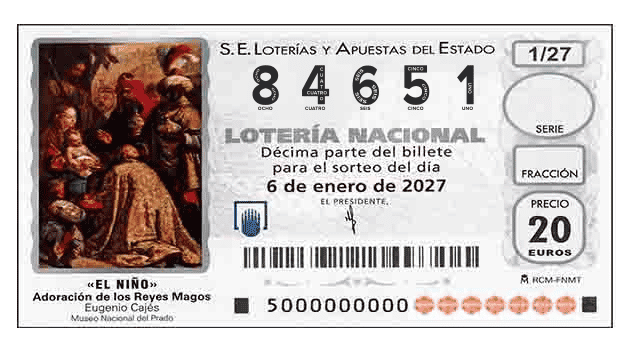 Décimo 84651 del sorteo 1-06/01/2027 El Niño