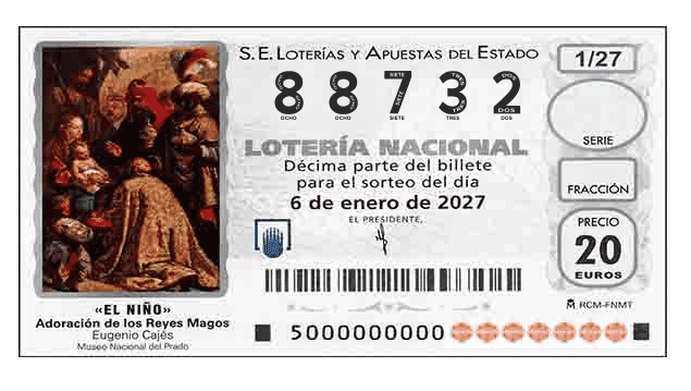 Décimo 88732 del sorteo 1-06/01/2027 El Niño