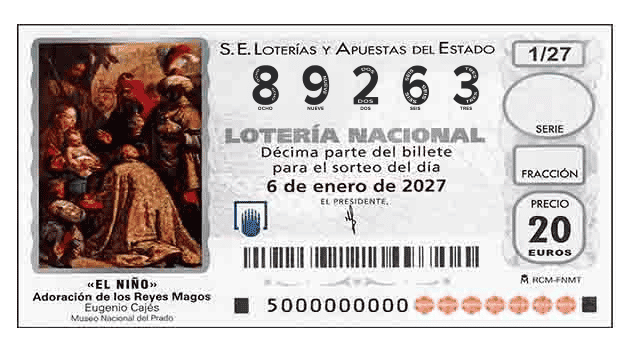 Décimo 89263 del sorteo 1-06/01/2027 El Niño
