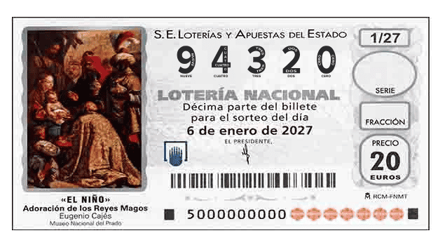 Décimo 94320 del sorteo 1-06/01/2027 El Niño