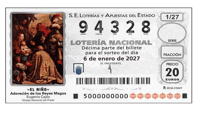 Décimo 94328 del sorteo 1-06/01/2027 El Niño