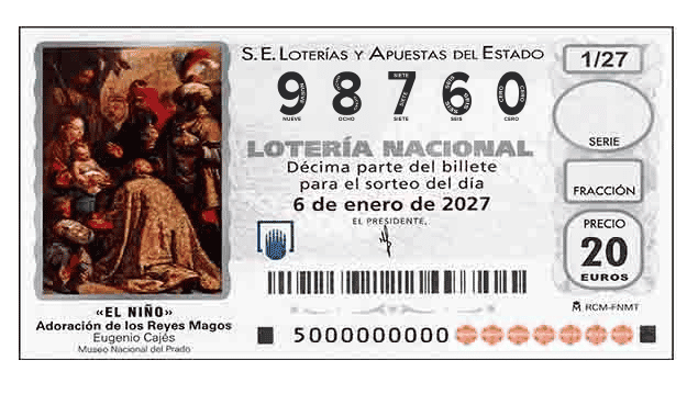 Décimo 98760 del sorteo 1-06/01/2027 El Niño