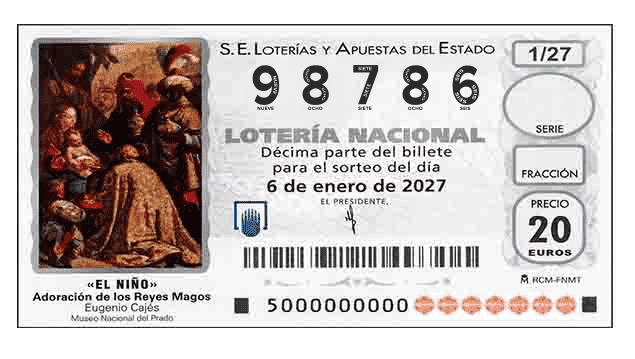 Décimo 98786 del sorteo 1-06/01/2027 El Niño